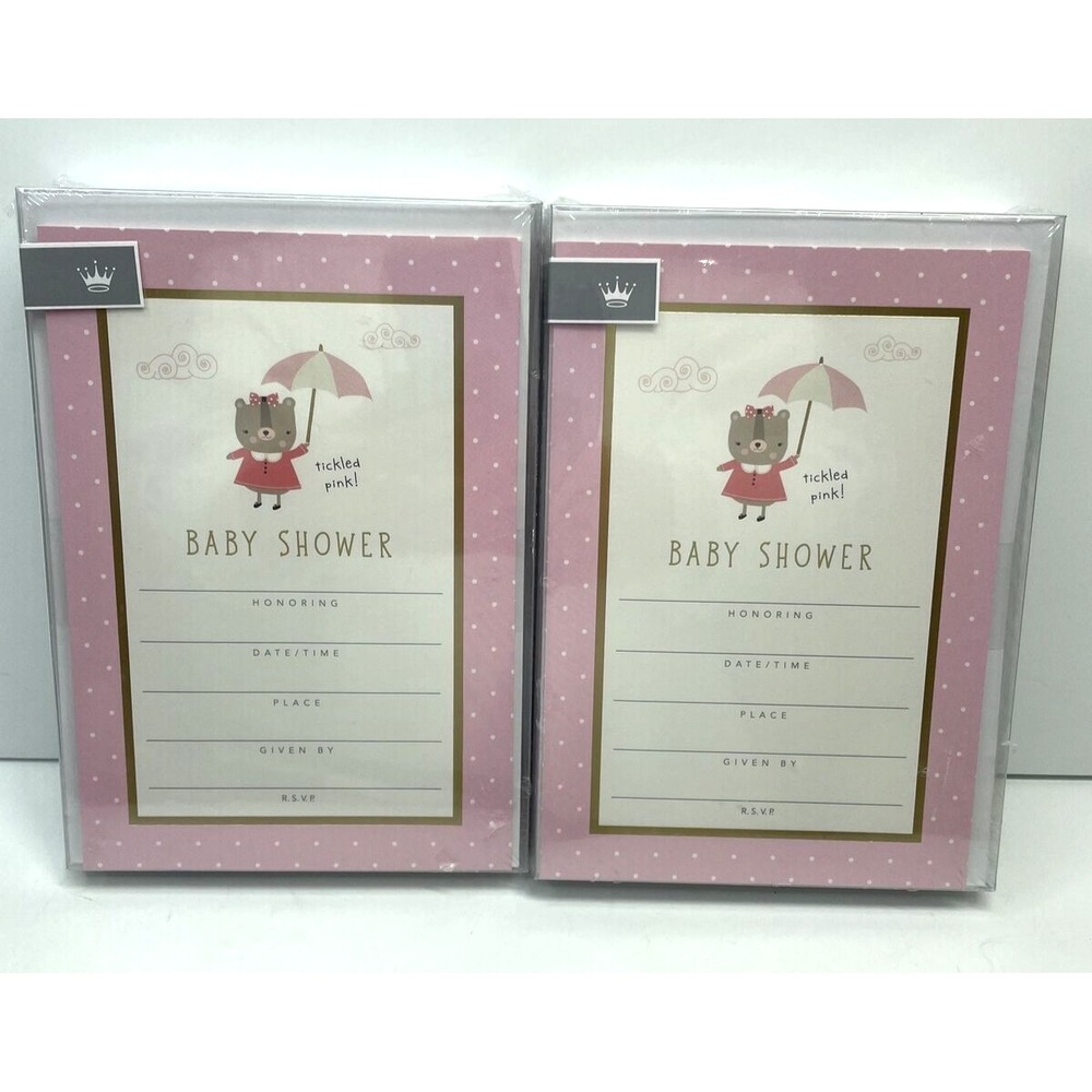 Hallmark Cares Girl Baby Shower Invitations w/Envelopes 2 Pkgs Of 10 (20 Total) - Picture 1 of 4